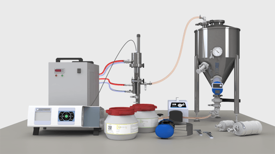 BSP-1200 ultrasonic processor rendering (continuous, flow-through configuration) 