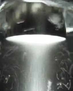 Ultrasonic cavitation formed under a Barbell Horn