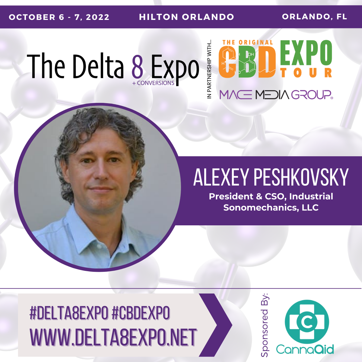 Dr. Alexey Peshkovsky to present at The Delta 8 + Conversions Expo in Partnership with The CBD Expo