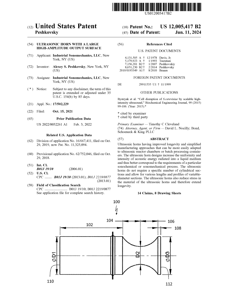 Sonomechanics ultrasonic technology patent